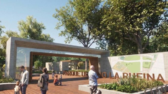 Render o vista aérea de los terrenos donde se construirá el futuro Parque La Rufina en Chillán