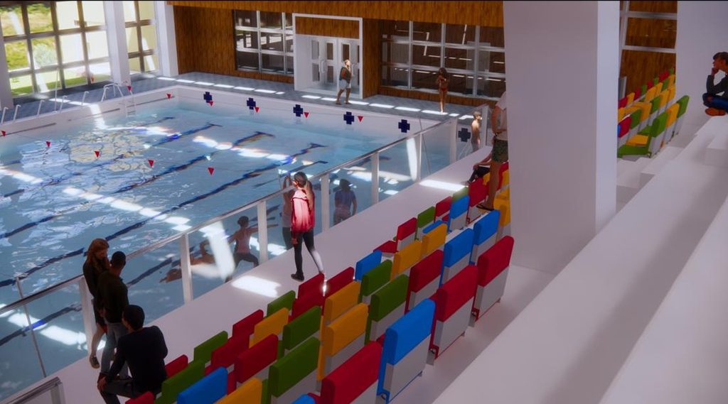 Render de la futura piscina temperada de San Nicolás en la Región de Ñuble