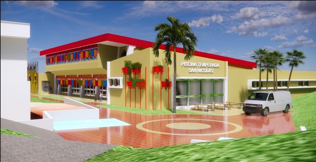 Render de la futura piscina temperada de San Nicolás en la Región de Ñuble